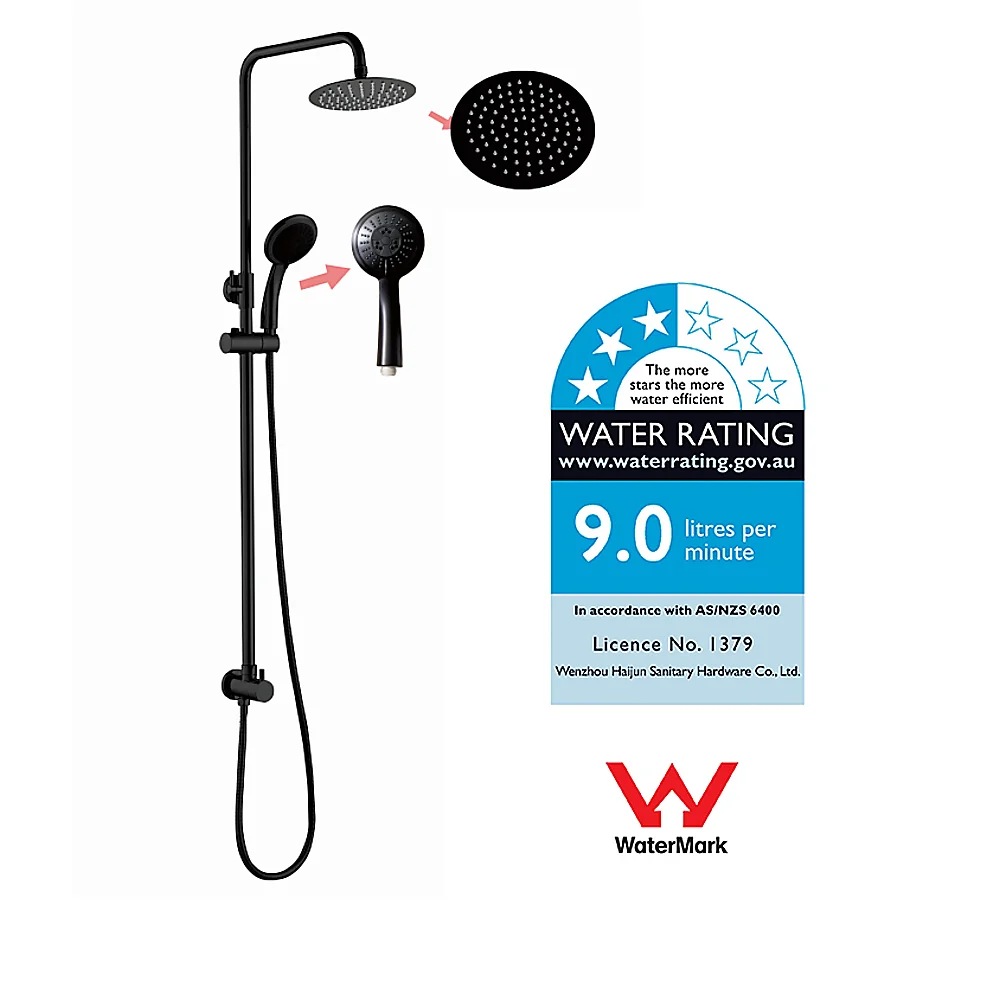 WELS 8’’ Rain Shower Head Set - Rounded Dual Heads Faucet