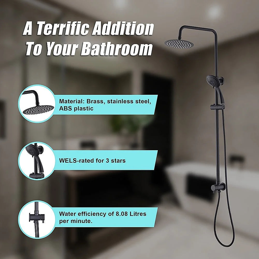 WELS 8’’ Rain Shower Head Set - Rounded Dual Heads Faucet