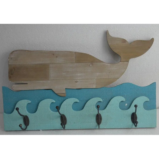Whale Inspired 4 Hooks Wall Hanging 60cm - Home & Garden >