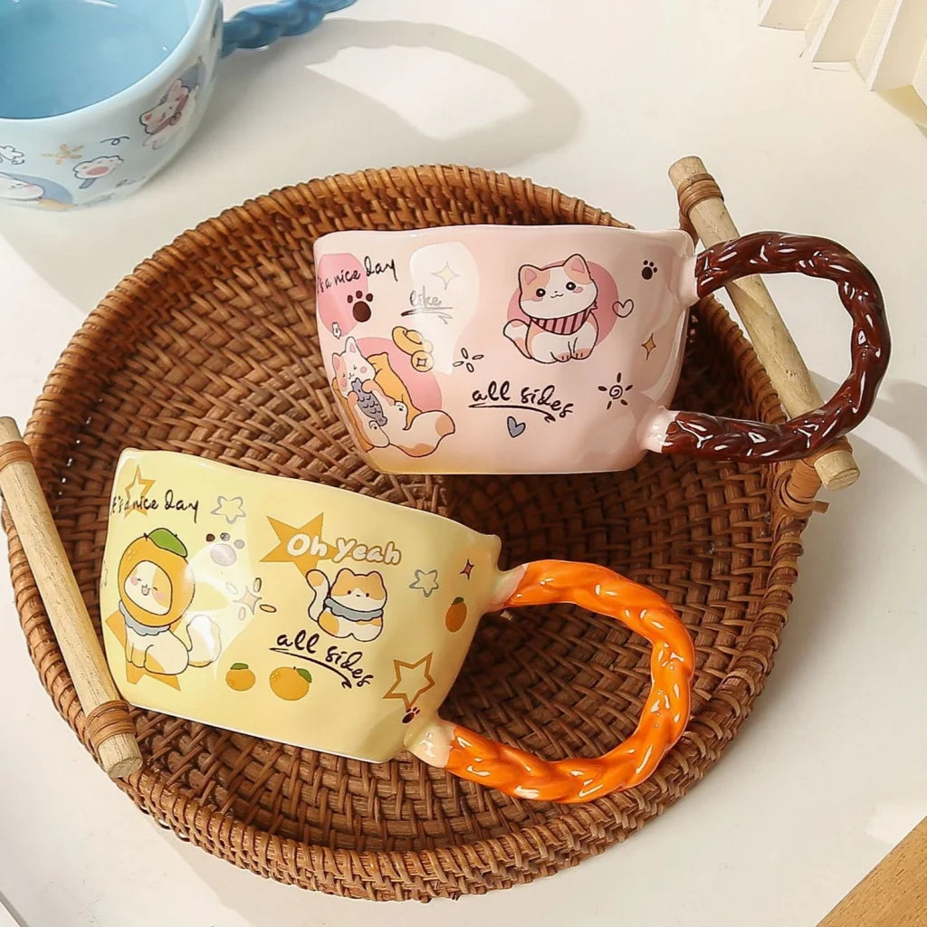 Whimsical Cat & Friends Ceramic Mug - 320ml with Unique
