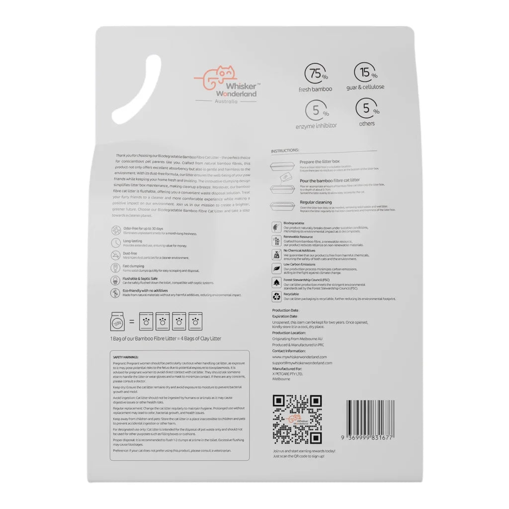 Whisker Wonderland Premium Biodegradable Bamboo Fibre Cat