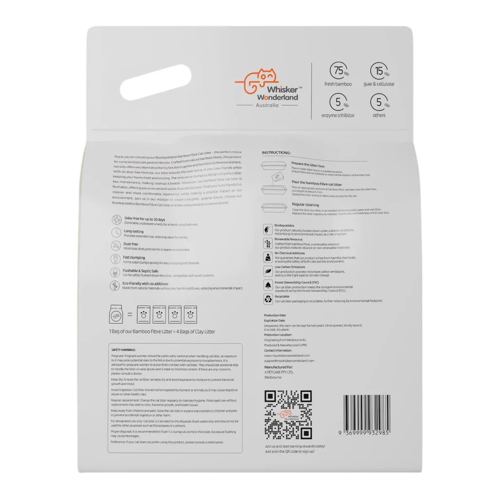 Whisker Wonderland Premium Biodegradable Bamboo Fibre Cat