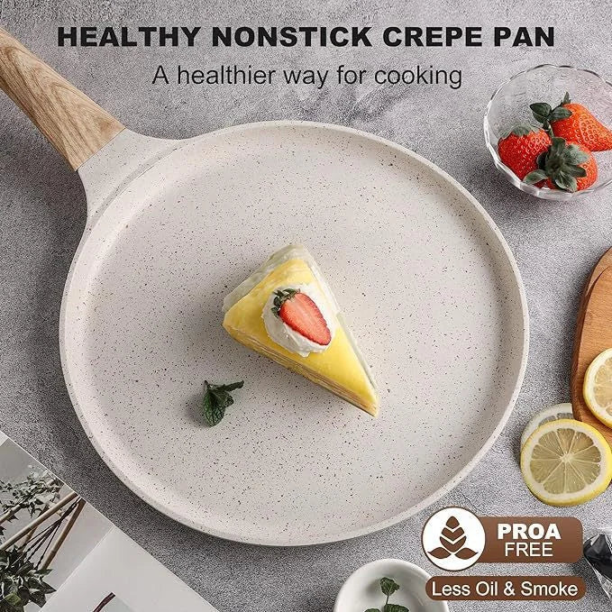 White 20cm Non-Stick Crepe Pan - Versatile Flat Skillet