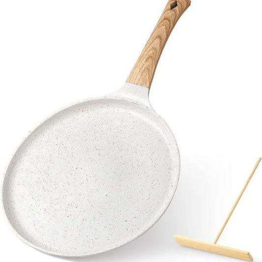 White 24cm Non-Stick Crepe Pan - Versatile Flat Skillet