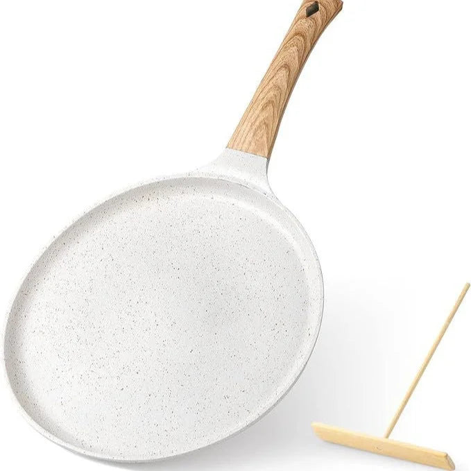 White 28cm Non-Stick Crepe Pan - Versatile Flat Skillet
