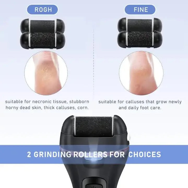 White 3 Pcs Suit Electric Foot Callus Remover with LCD