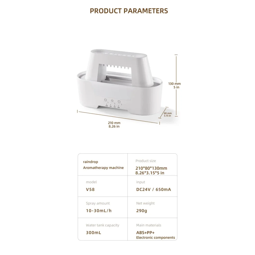 White 300ml Ultrasonic Aroma Diffuser with Cracked Light