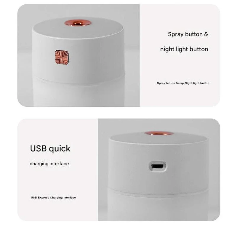 White 300ml USB Air Humidifier - Quiet Mini Humidifier