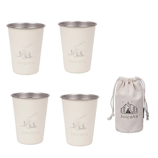 White 304 Stainless Steel Camping Cup - 350ml Outdoor
