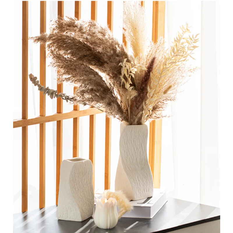 White Abstract Twisted Ceramic Vase - Artistic Minimalist