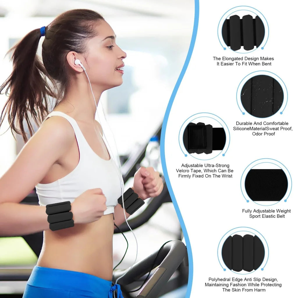 White Adjustable Silicone Wrist & Ankle Weights - 2lb Pair