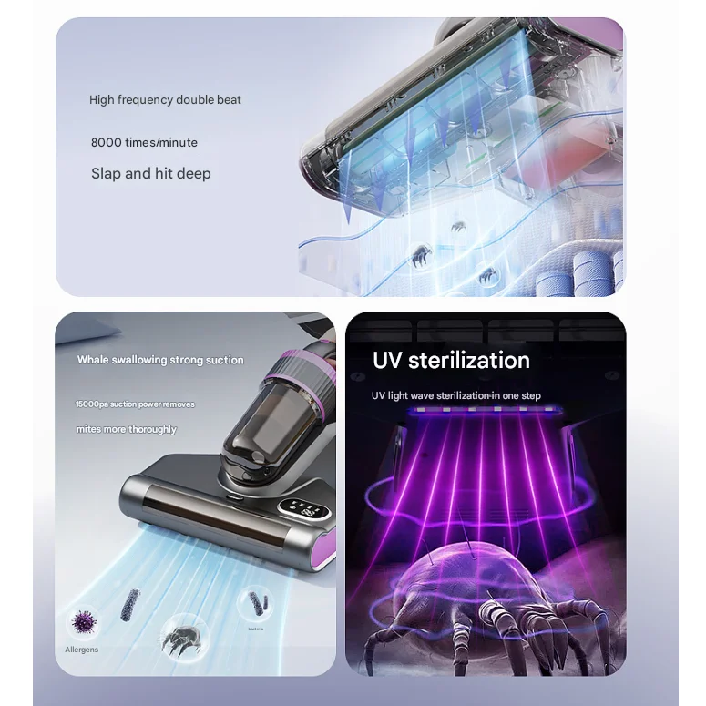 White Advanced Cordless UV-C Dust Mite Vacuum - Handheld