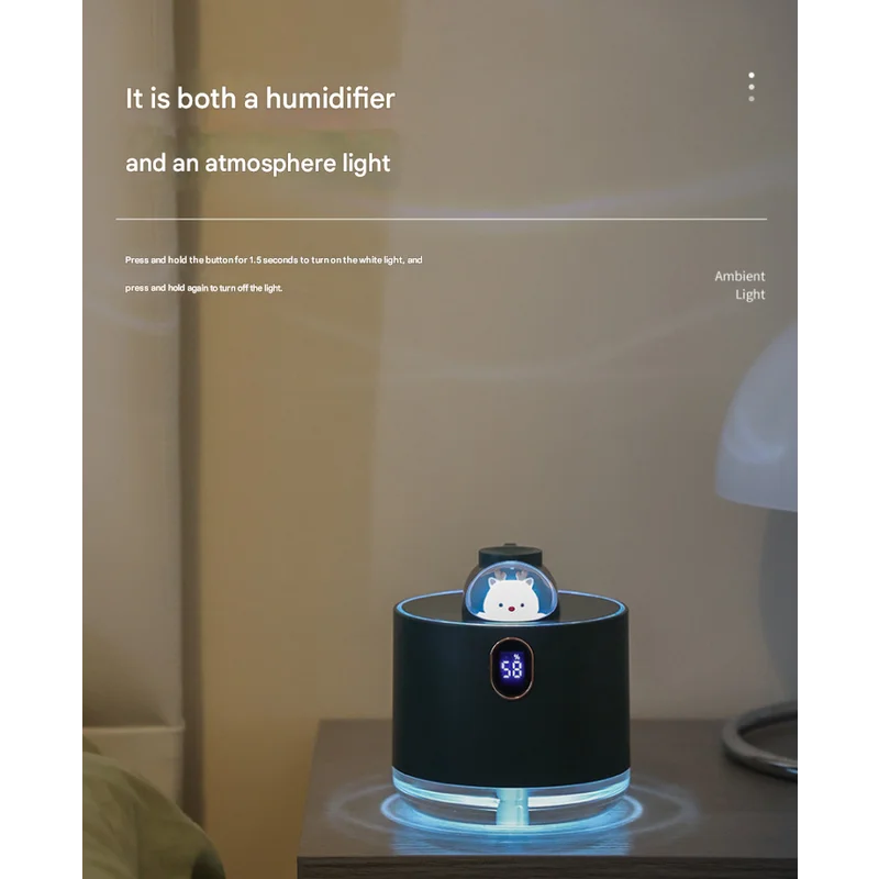White Astronaut Humidifier with LED Night Light - Whisper