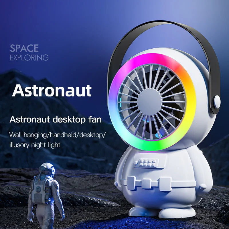 White Astronaut Portable Fan - USB Rechargeable Desk Fan