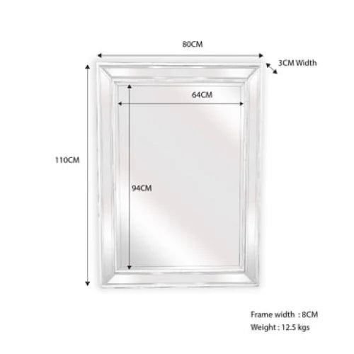 White Beaded Framed Mirror - Rectangle 80cm x 110cm - Home