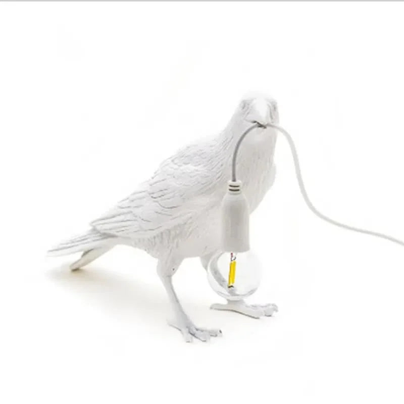 White Bird Sitting Shape Nordic Resin Bird Wall Lamp
