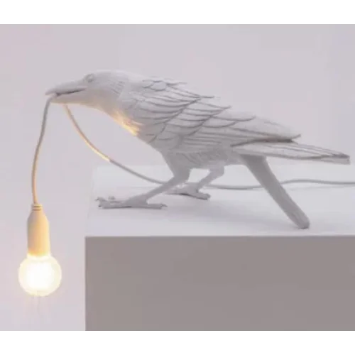 White Bird Sitting Shape Nordic Resin Bird Wall Lamp