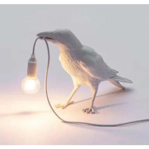 White Bird Standing Shape Nordic Resin Bird Wall Lamp