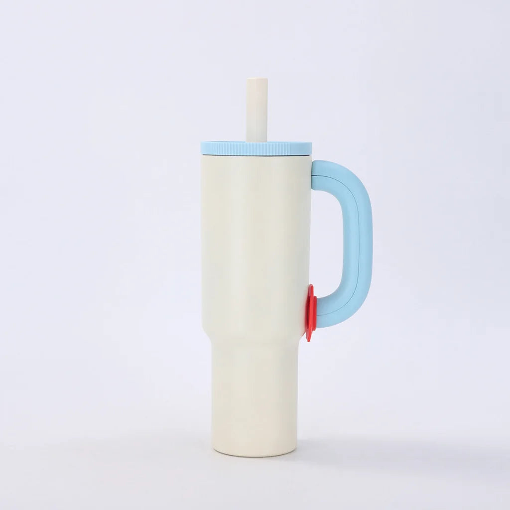 White blue 40oz Macron Stainless Steel Insulated Tumbler