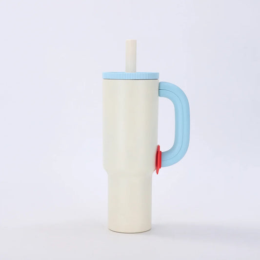 White blue 40oz Macron Stainless Steel Insulated Tumbler