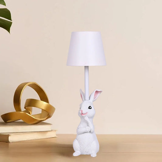 White Bunny White Lampshade Adorable Rabbit Resin Table