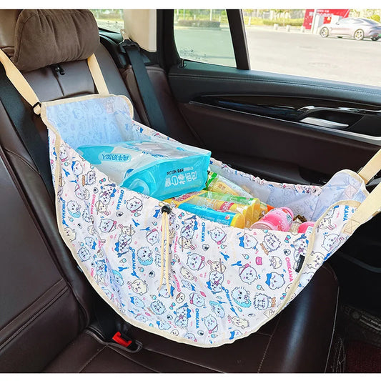 White Car Back Seat Organizer Hammock - Portable Storage