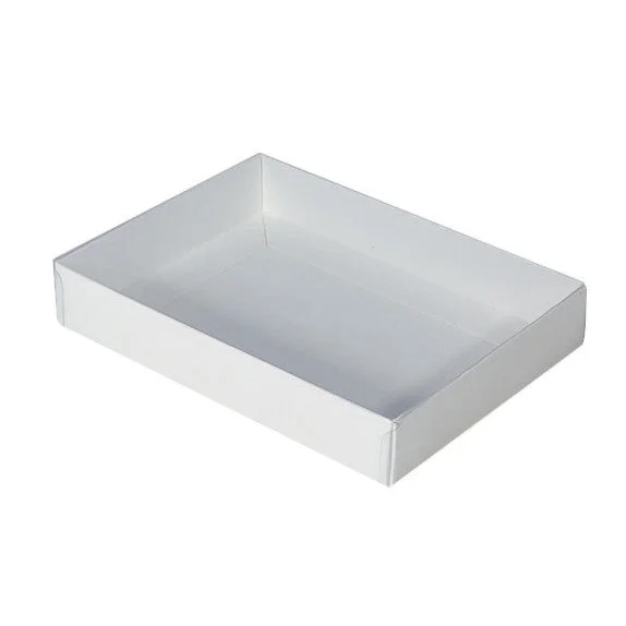 White Card Box 10 Pack with Clear Slide-On Lid 17x25x5cm