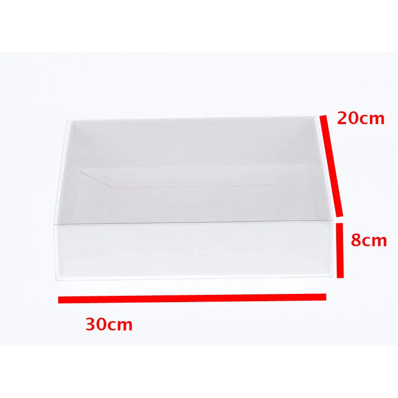 White Card Box 10 Pack with Clear Slide-On Lid 30x20x8cm