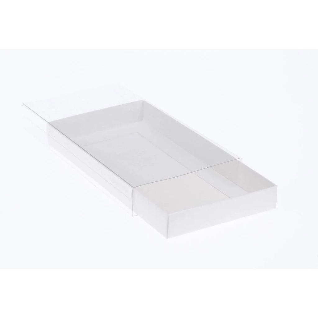 White Card Gift Box 50 Pack - Clear Slide Lid 25x25x6cm