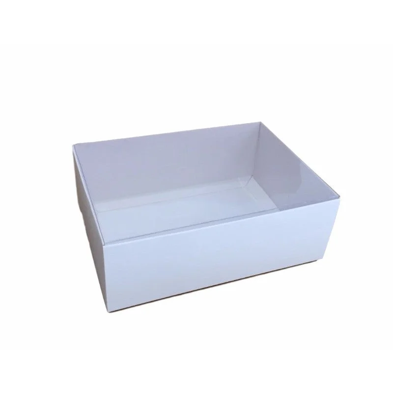 White Card Gift Box 50 Pack - Clear Slide Lid 30x20x8cm