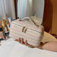 White Chic Croc-Embossed Travel Makeup Case Large Capacity