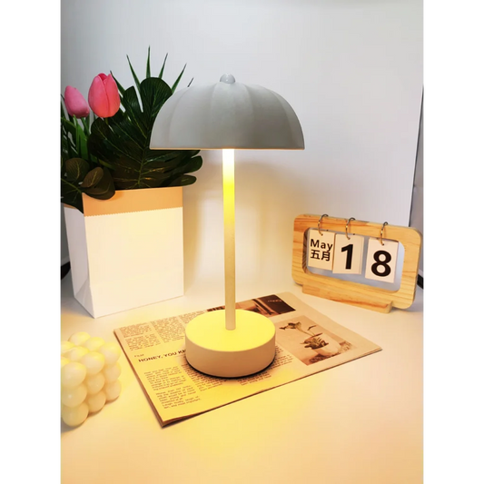 White Chic Mushroom LED Table Lamp - Rechargeable Cordless