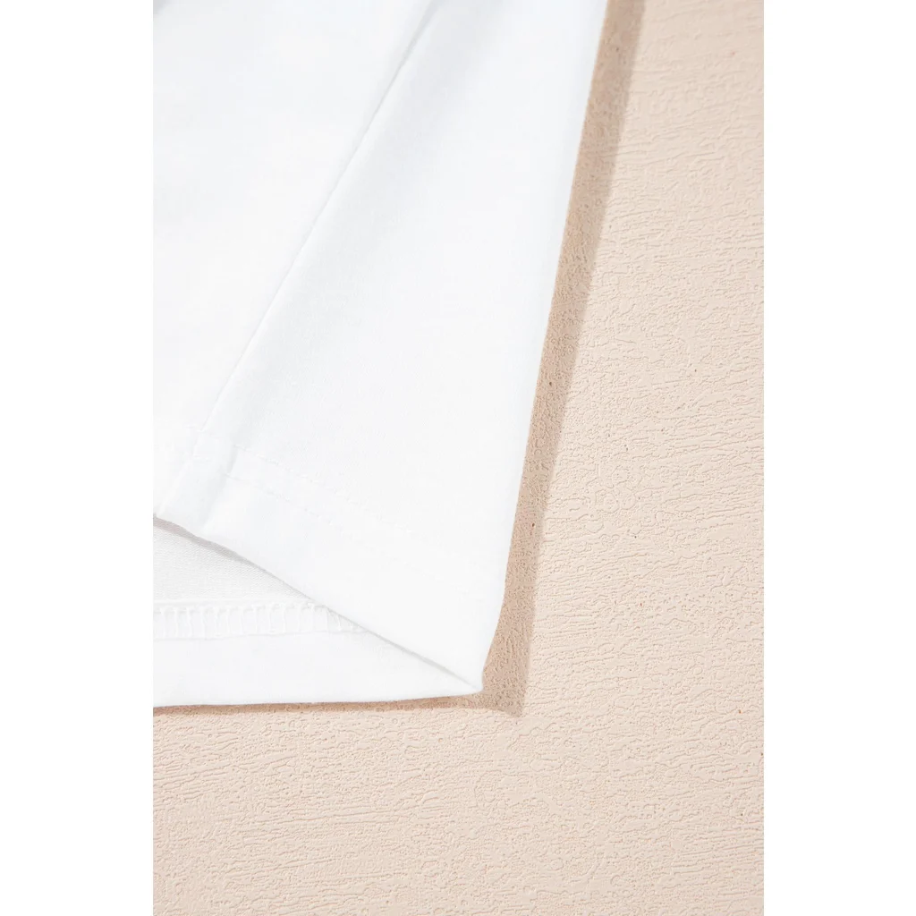 White Christmas Bowknot Graphic Cotton Blend T Shirt - M