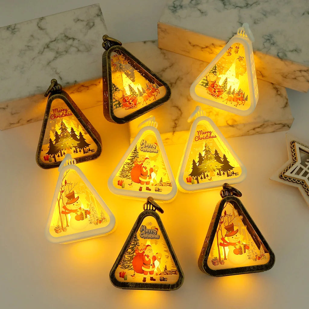 White Christmas tree Charming Christmas Scene Mini Lanterns