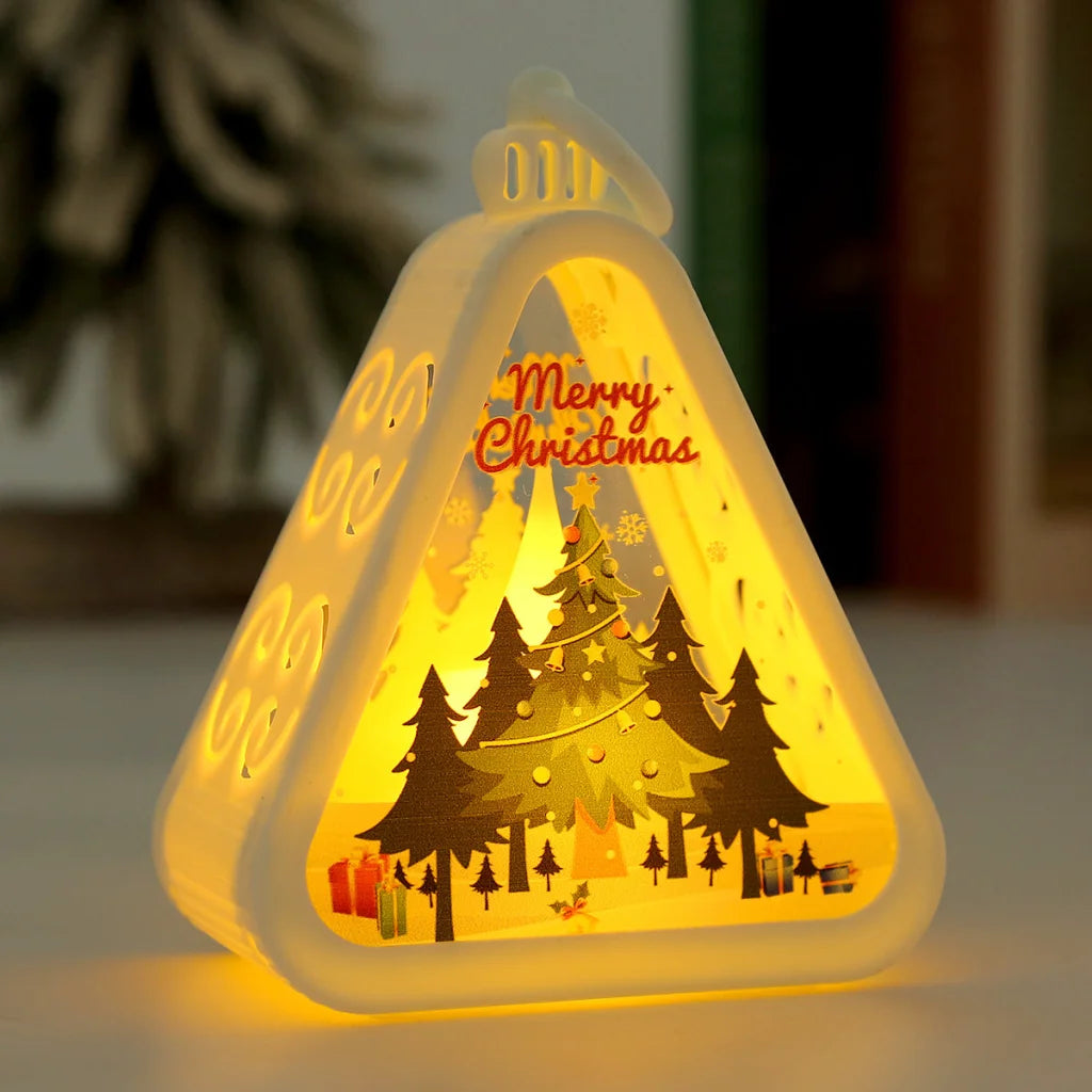 White Christmas tree Charming Christmas Scene Mini Lanterns