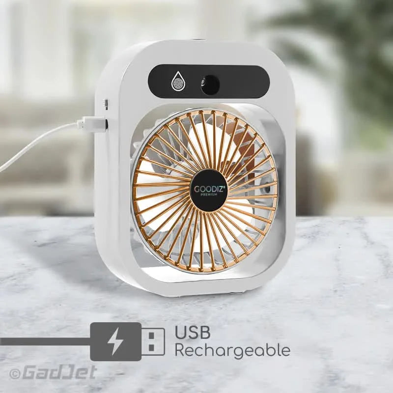 White color USB 2-in-1 Misting Fan & Humidifier Portable
