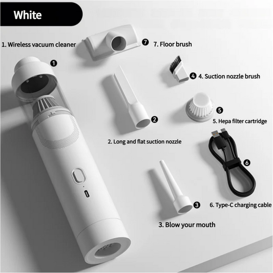 White Cordless Handheld Vacuum Cleaner with Blower Function