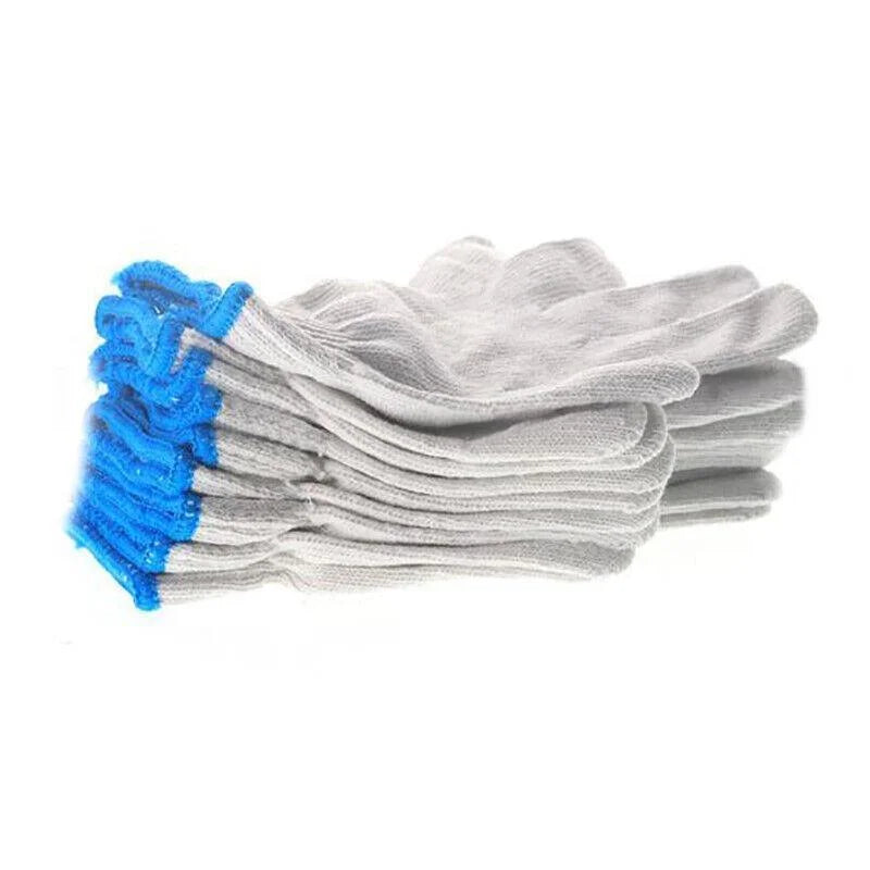 White Cotton Work Gloves Knitted Heavy Duty for Gardening