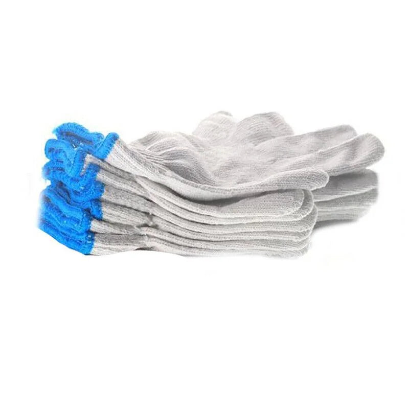 White Cotton Work Gloves Knitted Heavy Duty for Gardening