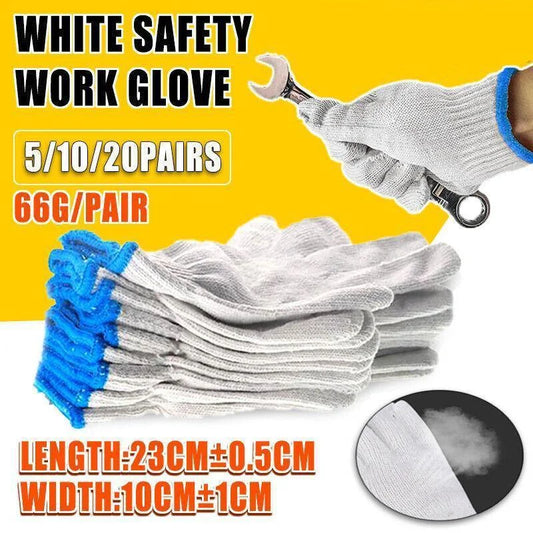 White Cotton Work Gloves Knitted Heavy Duty for Gardening