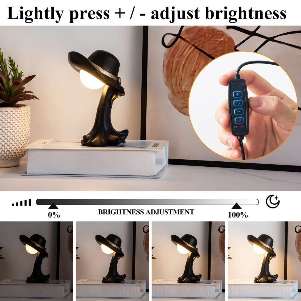 White Creative Cowboy Hat USB Table Lamp for Home