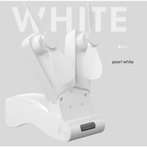 White Creative Dual-Head Folding Handheld Fan - USB