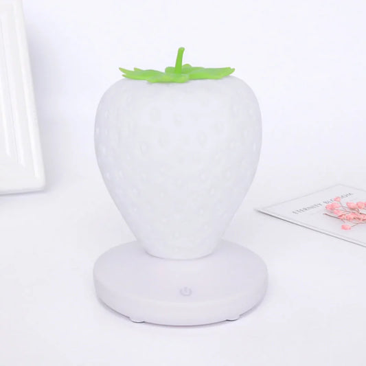 White Cute Silicone Strawberry Night Light - USB