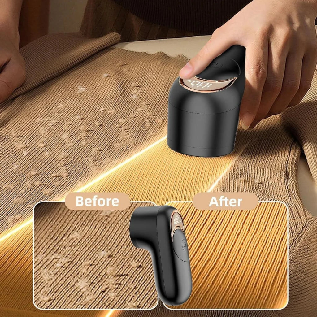White Digital Display Electric Lint Remover - 3-Speed USB