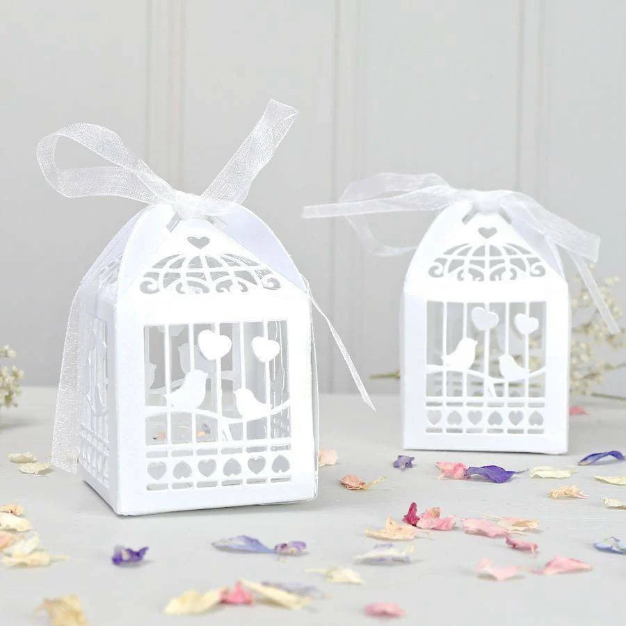 White Dove Bird Heart Wedding Bomboniere Favor Lolly Gift