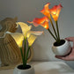 White Elegant Calla Lily LED Table Lamp - Lifelike Potted