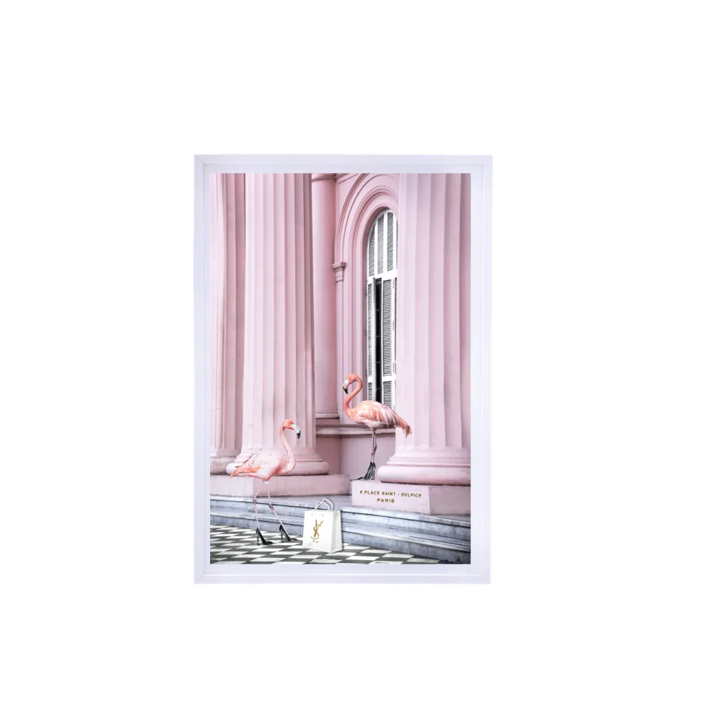 White Framed Artwork Saint Pink - 90cm x 60cm - Home &