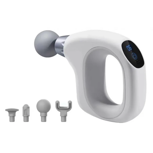 White Handheld Massage Gun - Compact and Portable