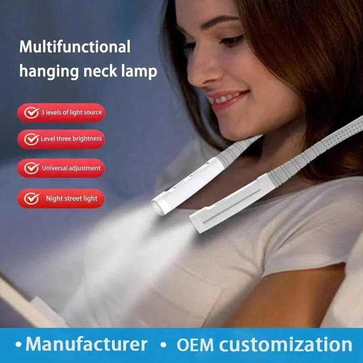 White Hands-Free Adjustable LED Neck Reading Light with 3