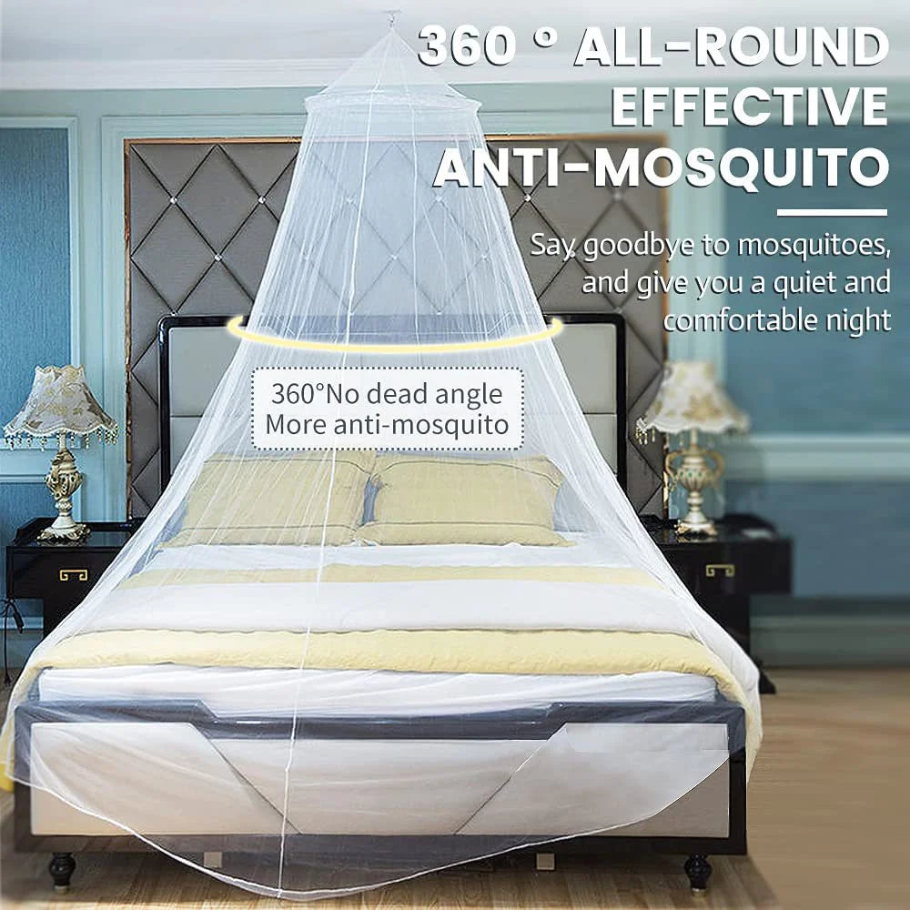White Hanging Princess Bed Canopy Mosquito Net - Dome
